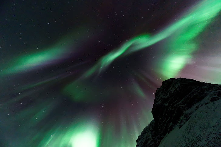 Aurora Boreal, escuro, à noite, luzes do Norte, céu, estrela, natureza