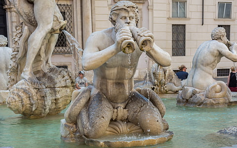 rome, moor fountain, piazza navona, italy