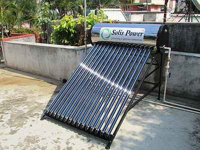 calentador de agua solar, solar, agua, calentador, Shimoga (distrito), India, energía