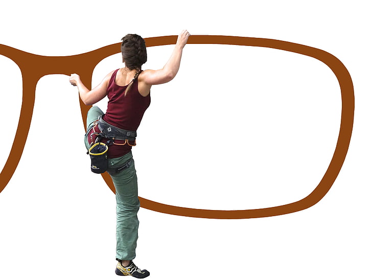 climber, woman, range of motion, climb, glasses, view, perspective