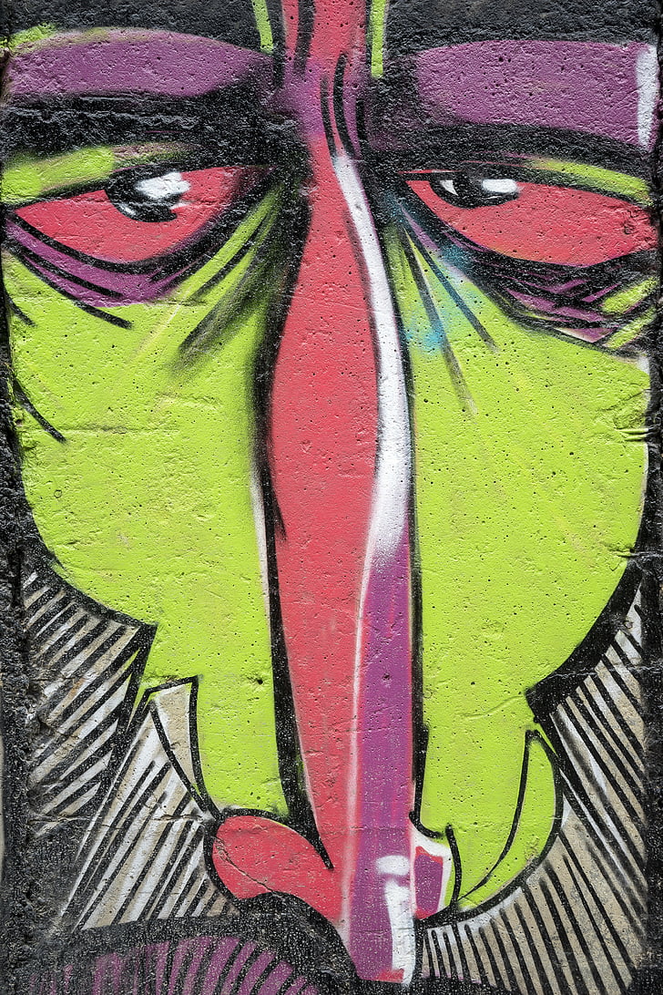 sztuka ulicy, graffiti, Sofia, Bułgaria, twarz