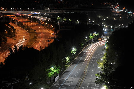 camino de noche, luces de la calle, carretera, Bulevar olímpico, hyeonchungno