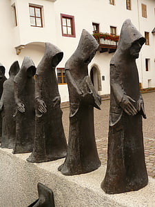 Монк, монаси, скулптура, фигура, метал, манастир, абатство