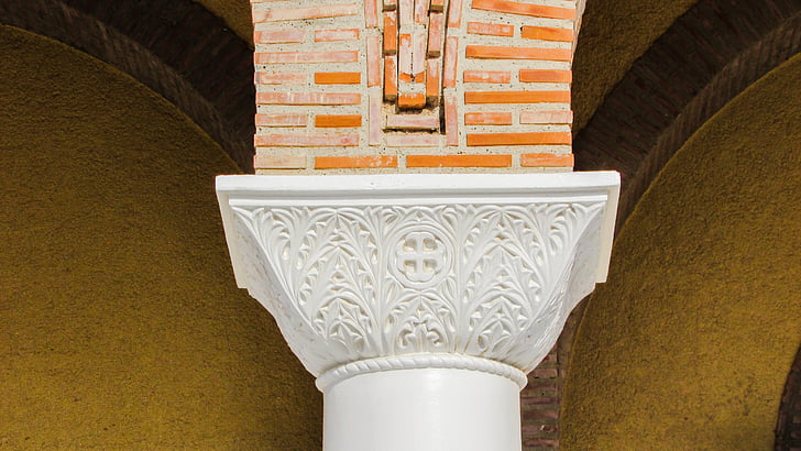 pillar capitals, architecture, column, church, elegance, classical, cyprus
