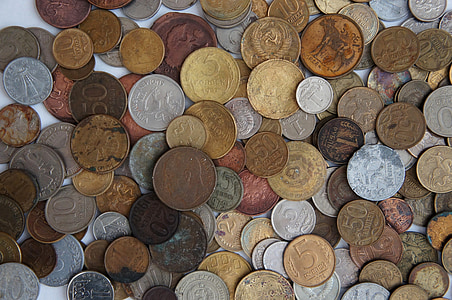 kovanci, peščica, Rusija, Rubelj, kopek, denar, Sovjetske zveze