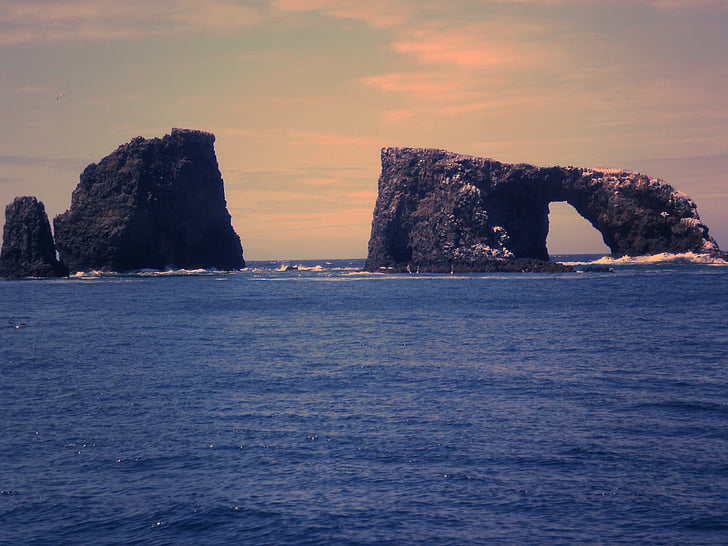Arch, océan, formation rocheuse, été, paysage, vue, mer