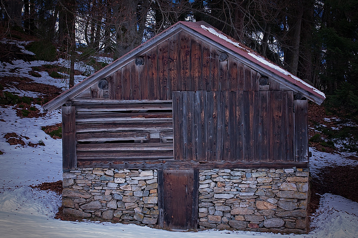 capanna, Granaio, legno mint, log cabin, scala, fienile, vecchio cottage