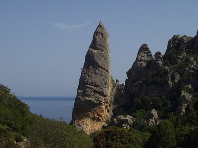 Cala goloritzè, Sardinia, pendakian, puncak, batu, menunjuk