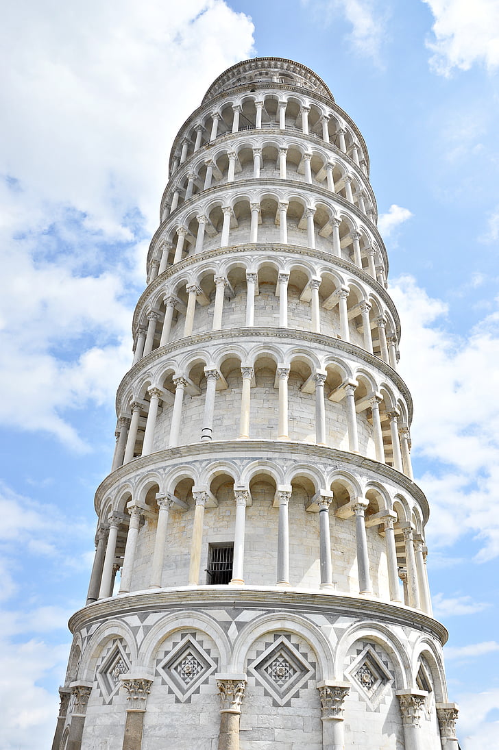 inclinada Torre, Pisa, Itàlia, llocs d'interès, arquitectura, núvol - cel, cel