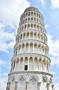 Poševni stolp, Pisa, Italija, zanimivi kraji, arhitektura, oblak - nebo, nebo