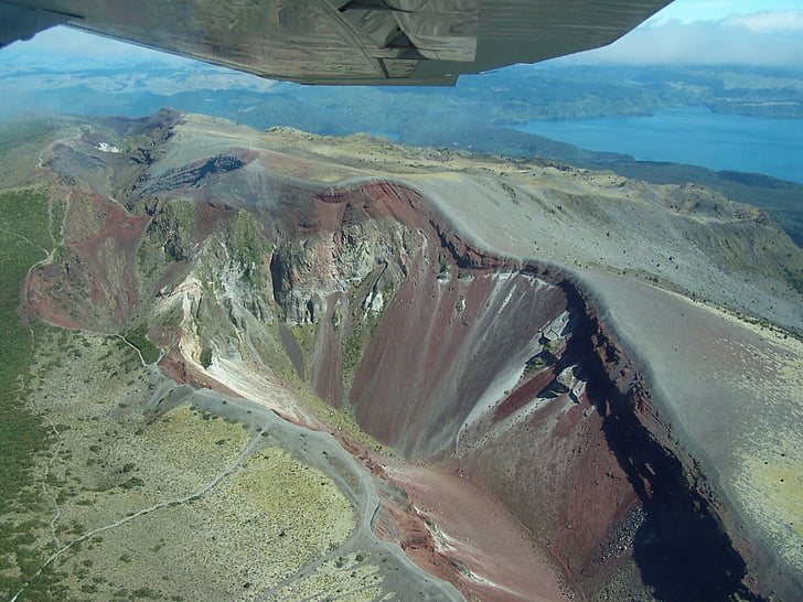 aerofotografijami, Mount tarawera, Nova Zelandija, krater, letala, pogled iz na palne, let