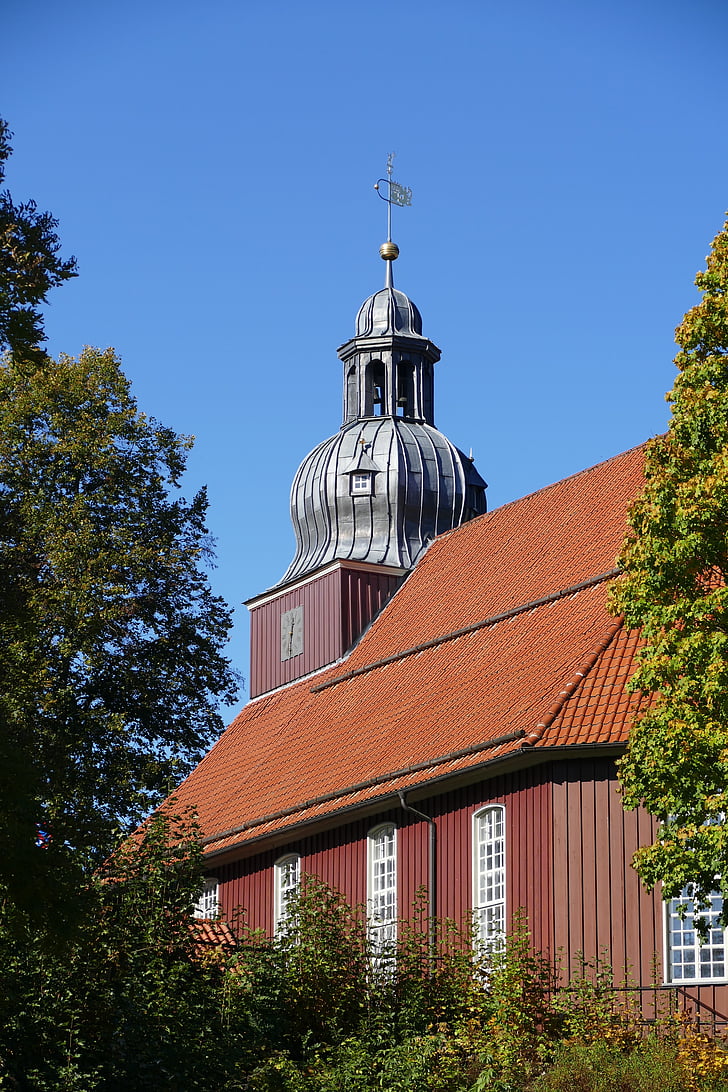 Chiesa, Steeple, Torre dell'orologio, cipolla, Altenau, Weathervane, architettura