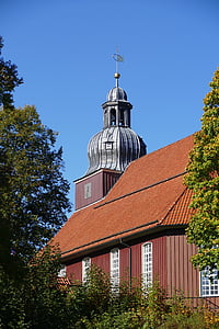 Gereja, Steeple, menara jam, bawang merah, Altenau, baling-baling cuaca, arsitektur