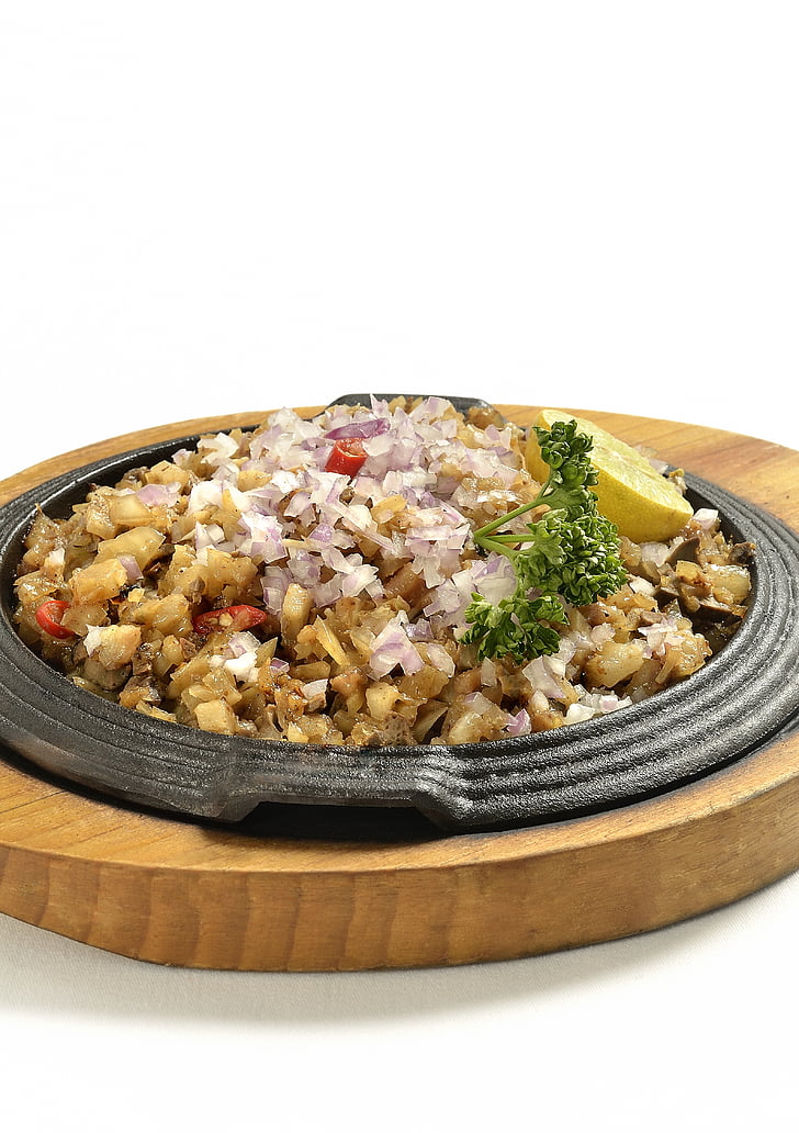 sisig, pork, exotic, food, philippines, meat, chopped