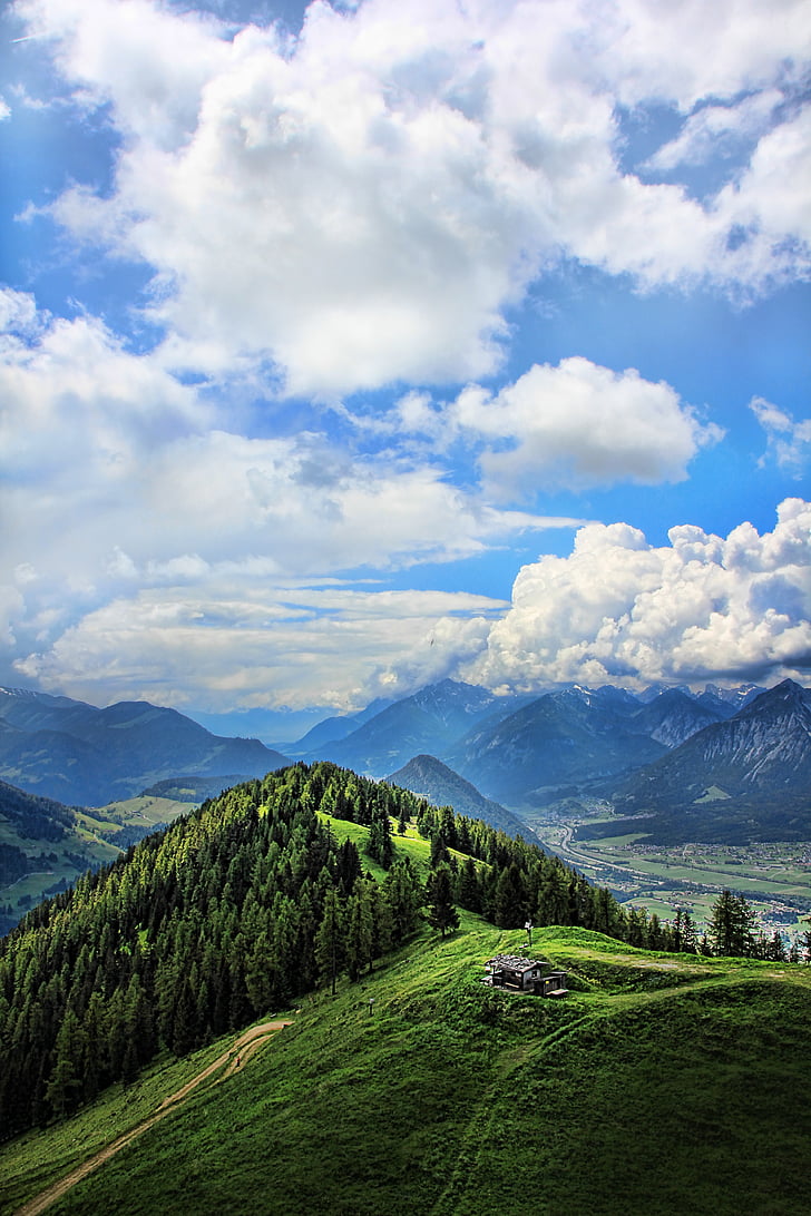 kalnų pasaulis, kraštovaizdžio, kalnai, Alm, Alpių trobelės, Alpinės pievos, Austrija