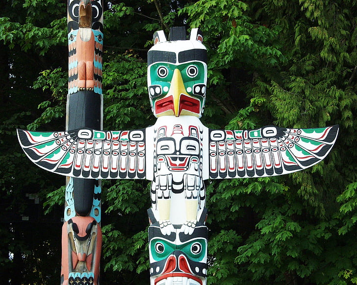 nativo, indio, Vancouver, ciudad, Canadá, columbia británica, Parque Stanley