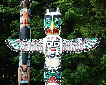 infödda, indiska, Vancouver, staden, Kanada, British columbia, Stanley park