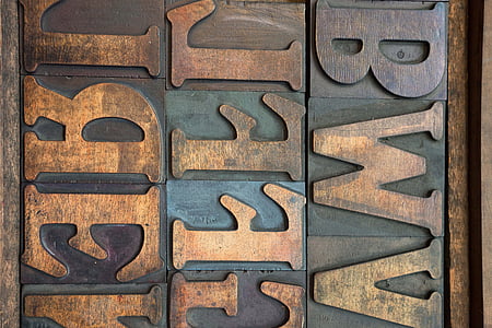 Letras, Letras del alfabeto de madera, espejo, Serifs, impresión del libro, fuente, Johannes gutenberg