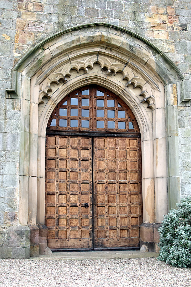 deur, Kasteel, muren, Hôtel Crocus Caen Mémorial, hout, Gothic, oude