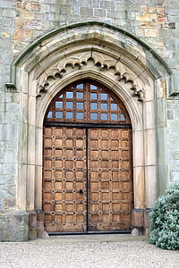 door, castle, walls, gatehouse, wood, gothic, old