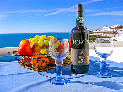 wijn, strand, profiteren van, ontspannen, Geniet van, vakantie, zee
