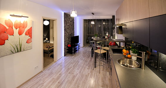apartamento, quarto, casa, interiores residenciais, design de interiores, decoração, confortável apartamento