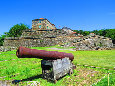 cannon, fortress, landscape, lawn, old cannon, strong