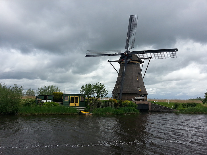 Nederland, Nederland, windmolen, kanaal, trueb, waterwegen, water
