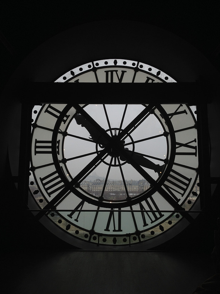relógio, Paris, Museu, Orsay, arquitetura, contraste, interior