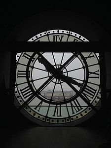 zegar, Paryż, Muzeum, Orsay, Architektura, kontrast, Wnętrze