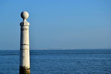 Лісабон, панорамний, Португалія, горизонт, декадентської, море, маяк