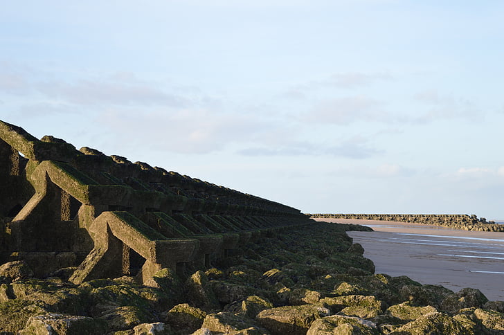 New brighton, Wallasey, plage, Mersey, mer du Nord, brise-lames, forme
