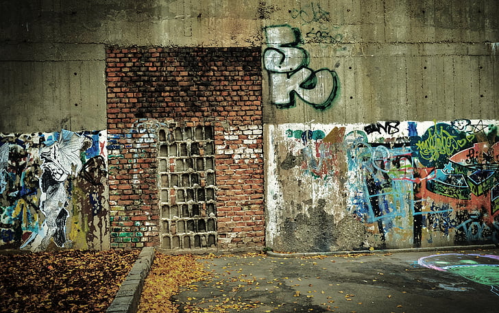 Graffiti, vegg, grafisk, sprøyta, kreativitet, spray, fasade