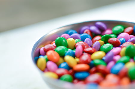 bowl, candy, chocolate, chocolate candy, close-up, colorful, colourful