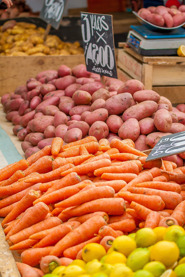 potatos, carrots, vegetables, fruit, vegetable, market, sale