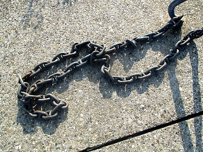 Cadeia de ancoragem, Cadeia de, metal, ferro, ligações da cadeia