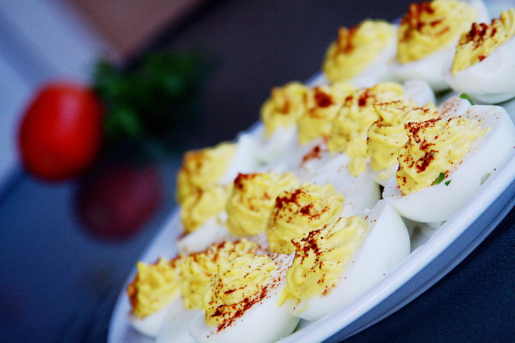 appetizer, cooking, cuisine, dairy product, delicious, deviled eggs, dish