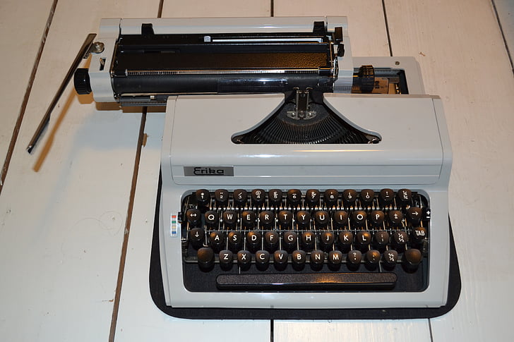 máquina de escrever, velha escola, vintage, velho, escola, retrô, papel