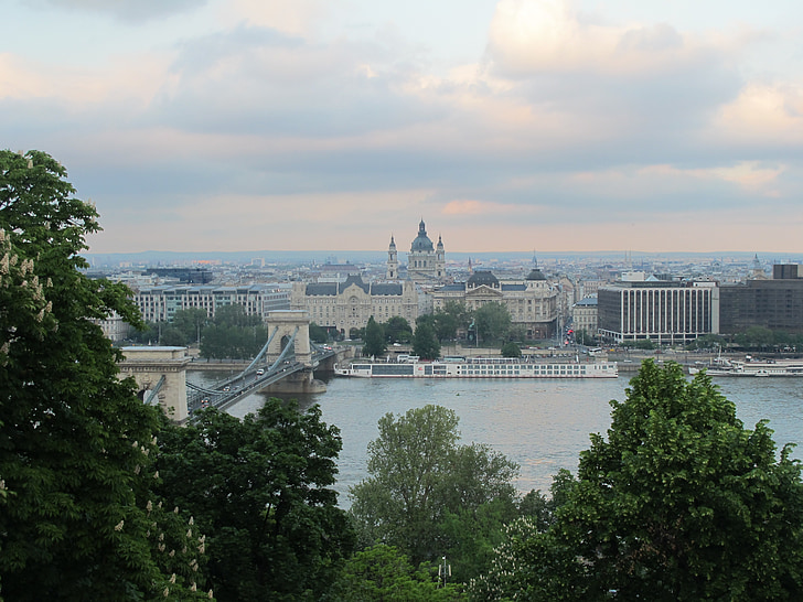 pemandangan, Budapest, matahari terbenam, alam, Parlemen, arsitektur, cakrawala
