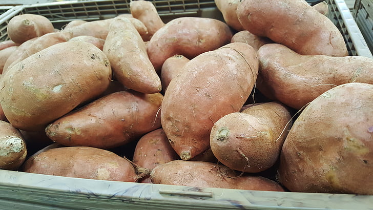 sweet potatoes, potatoes, food, grocery, tuber, root vegetable, harvest