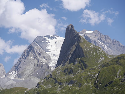 mountain, glacier, peak, landscape, snow, rocky, high