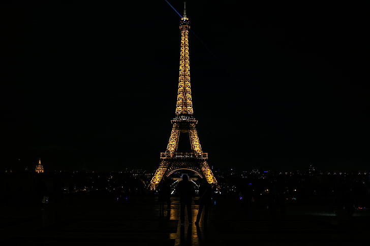 Eiffel, stolp, noč, čas, arhitektura, Destinacije, zgrajene zgradbe