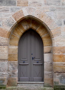 scopul, uşa Bisericii, Spitz poarta, Dom, oraşul vechi din neukirchen am brand, Bavaria, intrare