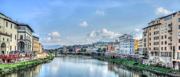 Florence, Italië, de rivier Arno, Europa, Firenze, het platform, stad
