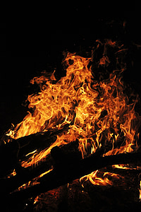 llama, chispas, la hoguera, noche, madera, fuego - fenómeno natural, calor - temperatura