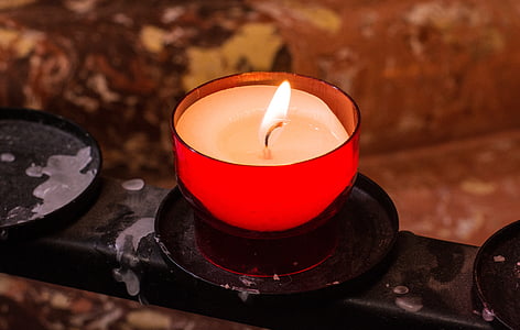 candle, light, votive, church, candlelight, flame, atmospheric