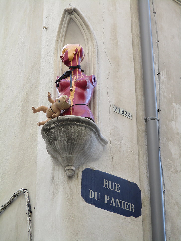 Marseille, Nykytaiteen, Art, nukke, Madonna, Panier street