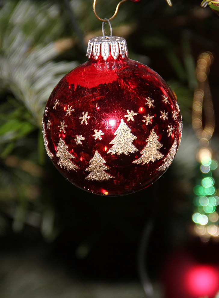 Tanne Kugel, Weihnachtskugel, Weihnachtsbaum, Weihnachten, Weihnachtsschmuck, Weihnachtsschmuck, Rote Christbaumkugel