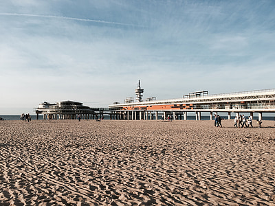 Scheveningen, Pier, plajă, mare, coasta