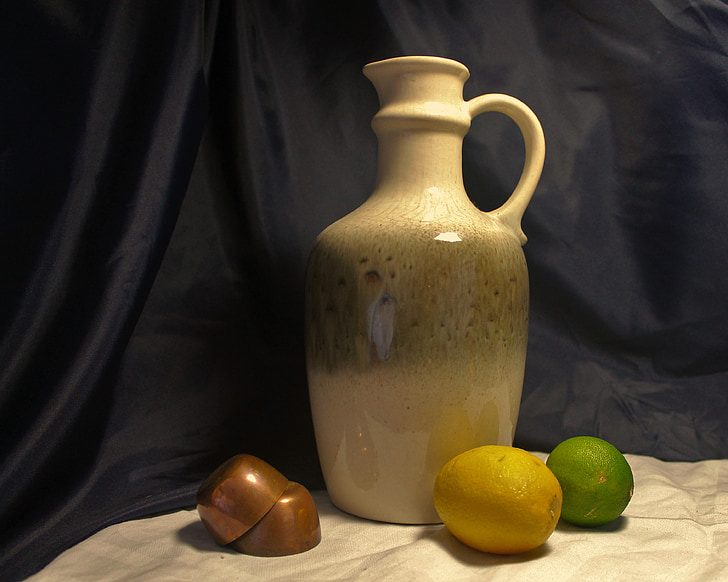 still life, jug and fruit, jug fruit and copper